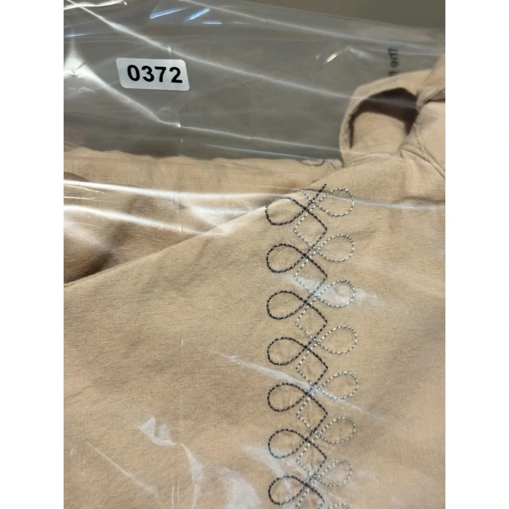 Salty G Men XL Beige Embroidered Button‎ Front Camp Shirt Cotton Casual Vacation